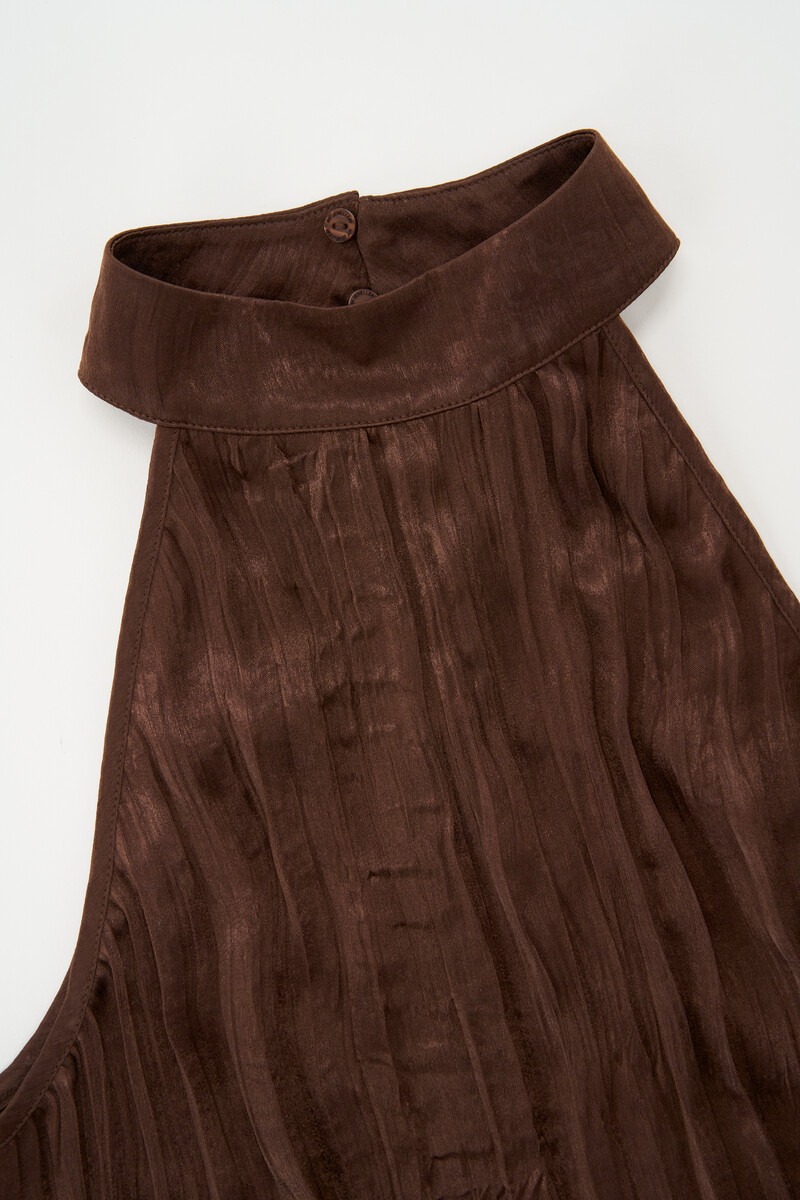Brown textured halter top |My Jewellery