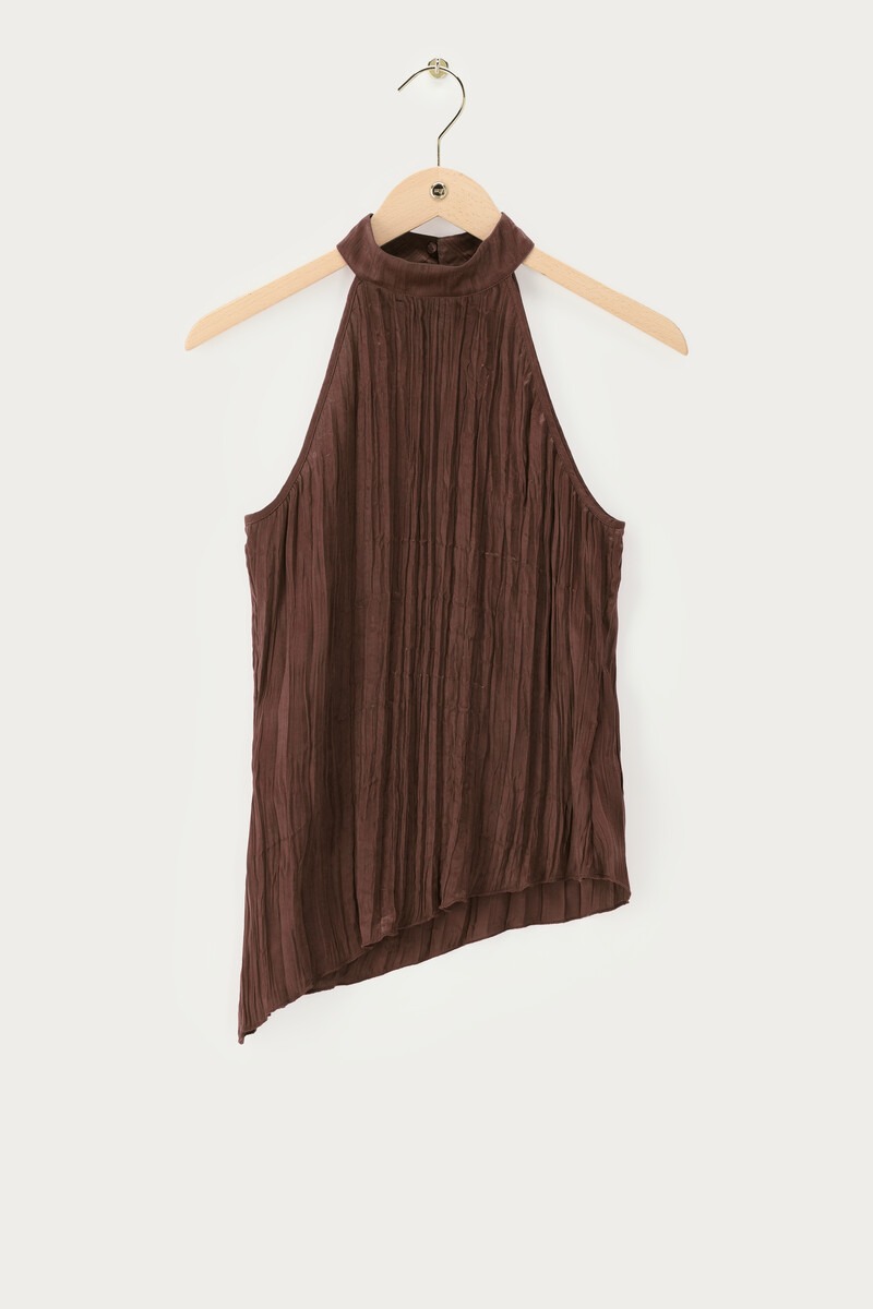 Brown textured halter top |My Jewellery