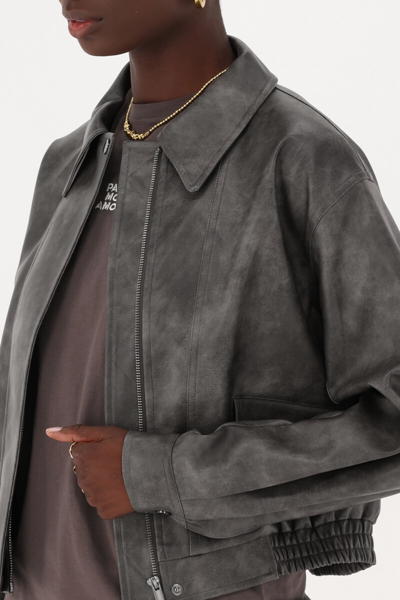 Brown imitation leather jacket | My Jewellery