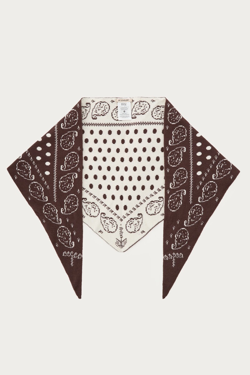 Brown jacquard scarf with paisley print | My Jewellery