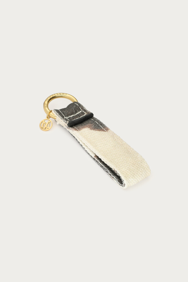 Brown key ring with cow print | My Jewellery