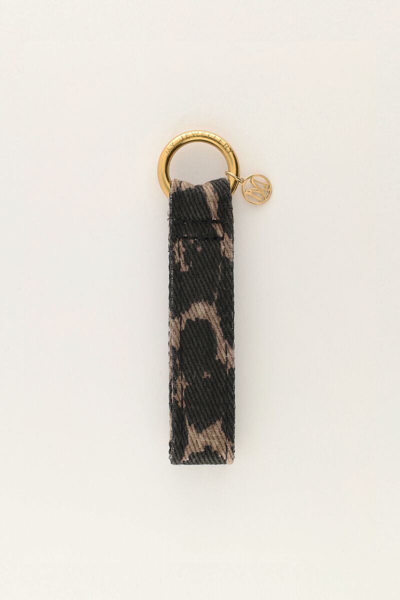Brown key ring with panther print  | My Jewellery