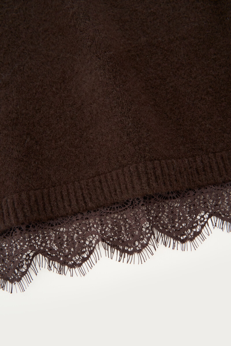 Brown knitted dress with lace details | My Jewellery