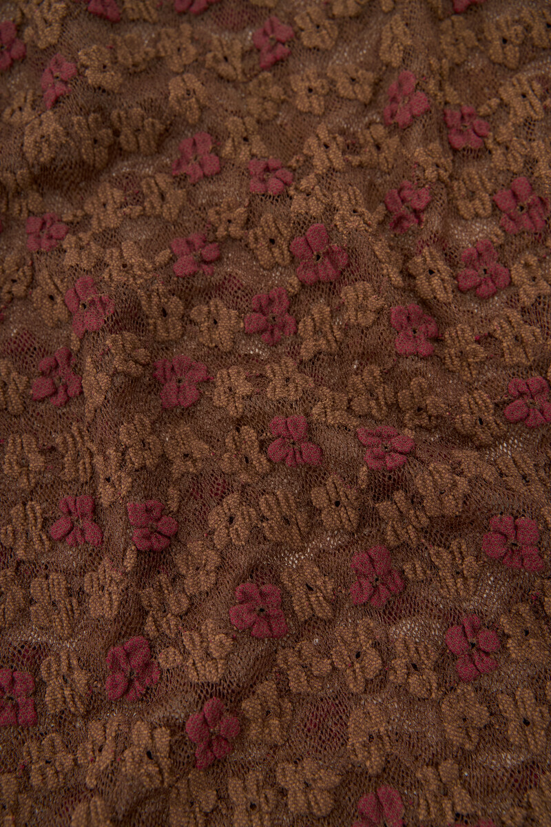 Brown Lace Top with Floral Print | My Jewellery