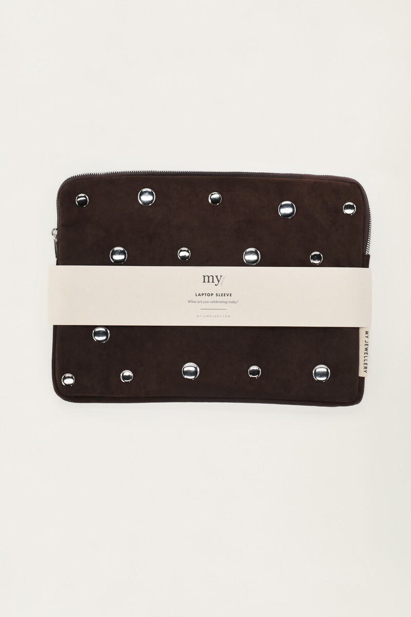 Housse pour ordinateur marron avec clous | My Jewellery