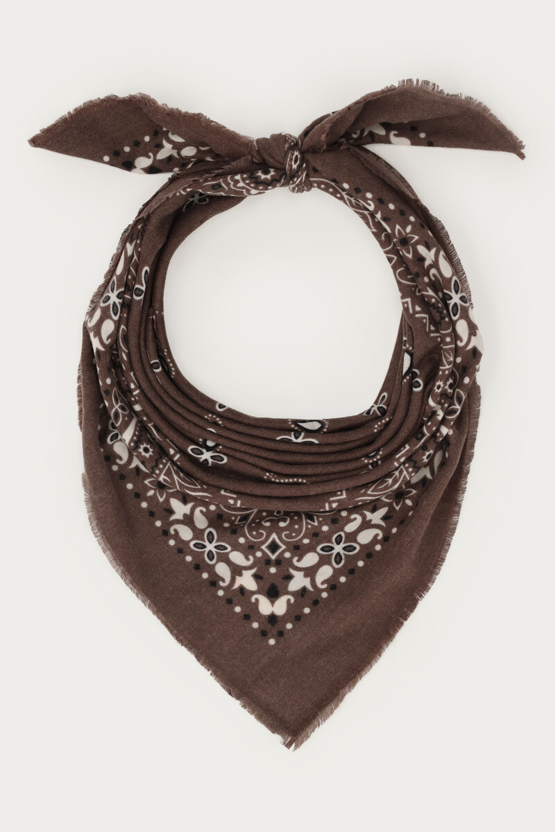 Brown large scarf with paisley print | My Jewellery
