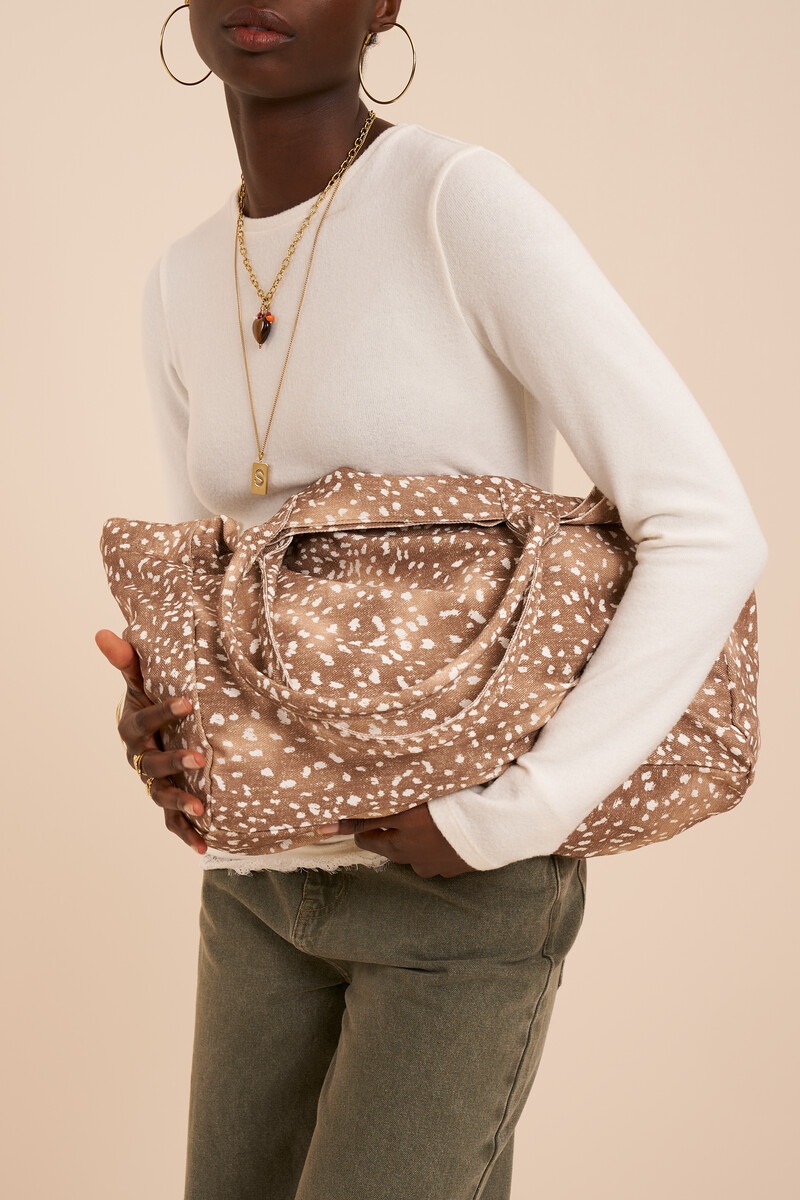 Brown large tote bag with animal print | My Jewellery