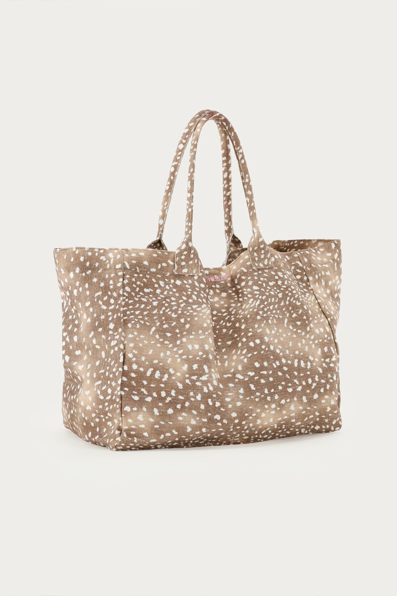 Brown large tote bag with animal print | My Jewellery