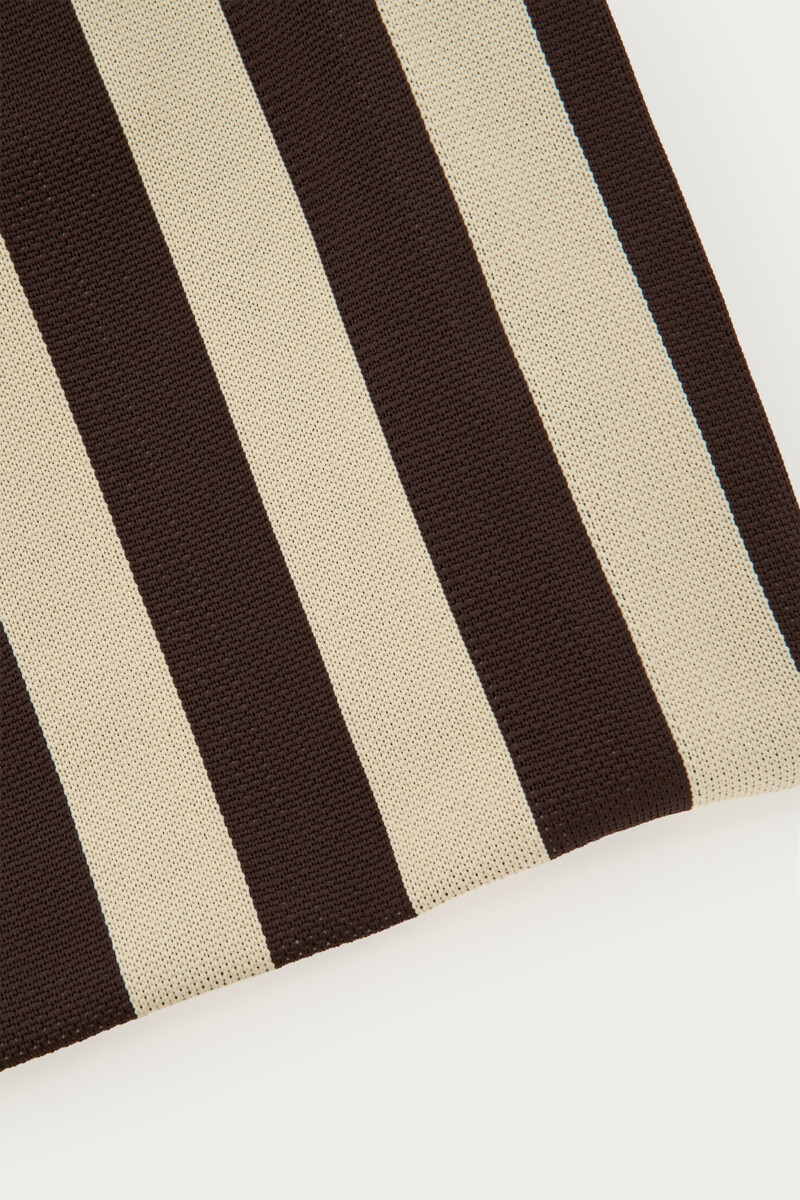 Brown large tote bag with beige stripes | My Jewellery