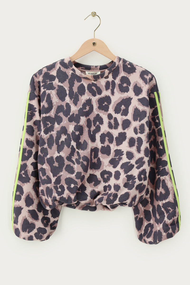 Brown leopard print balloon sweater | My Jewellery