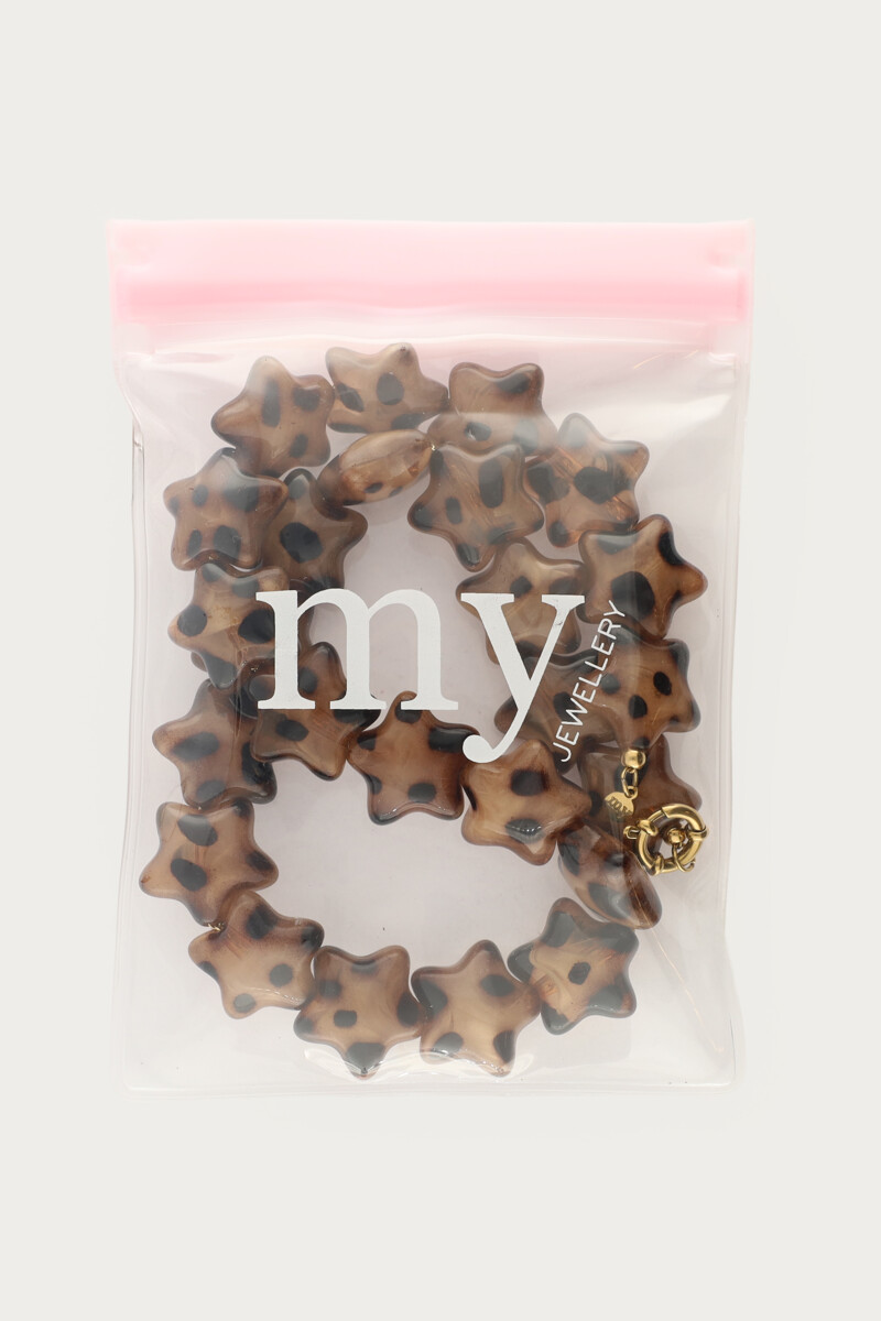 Brown leopard print necklace with stars | My Jewellery