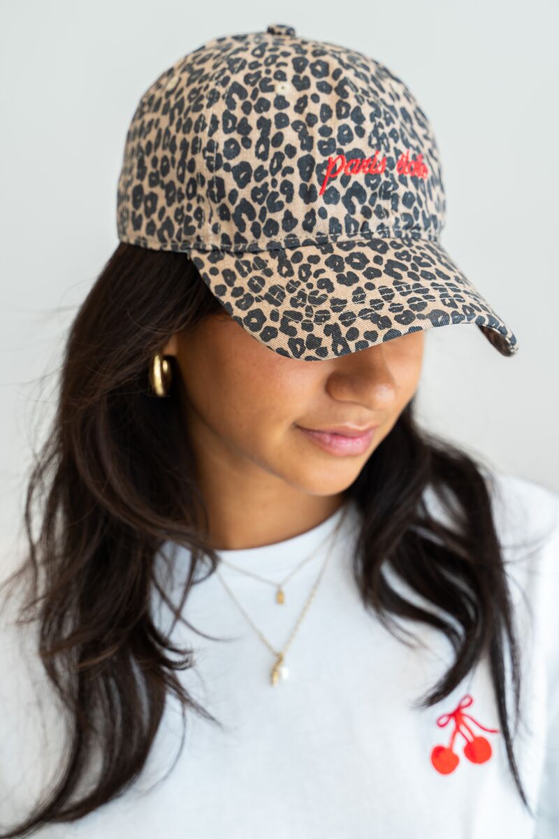 Brown cap Paris étoile with leopard print | My Jewellery