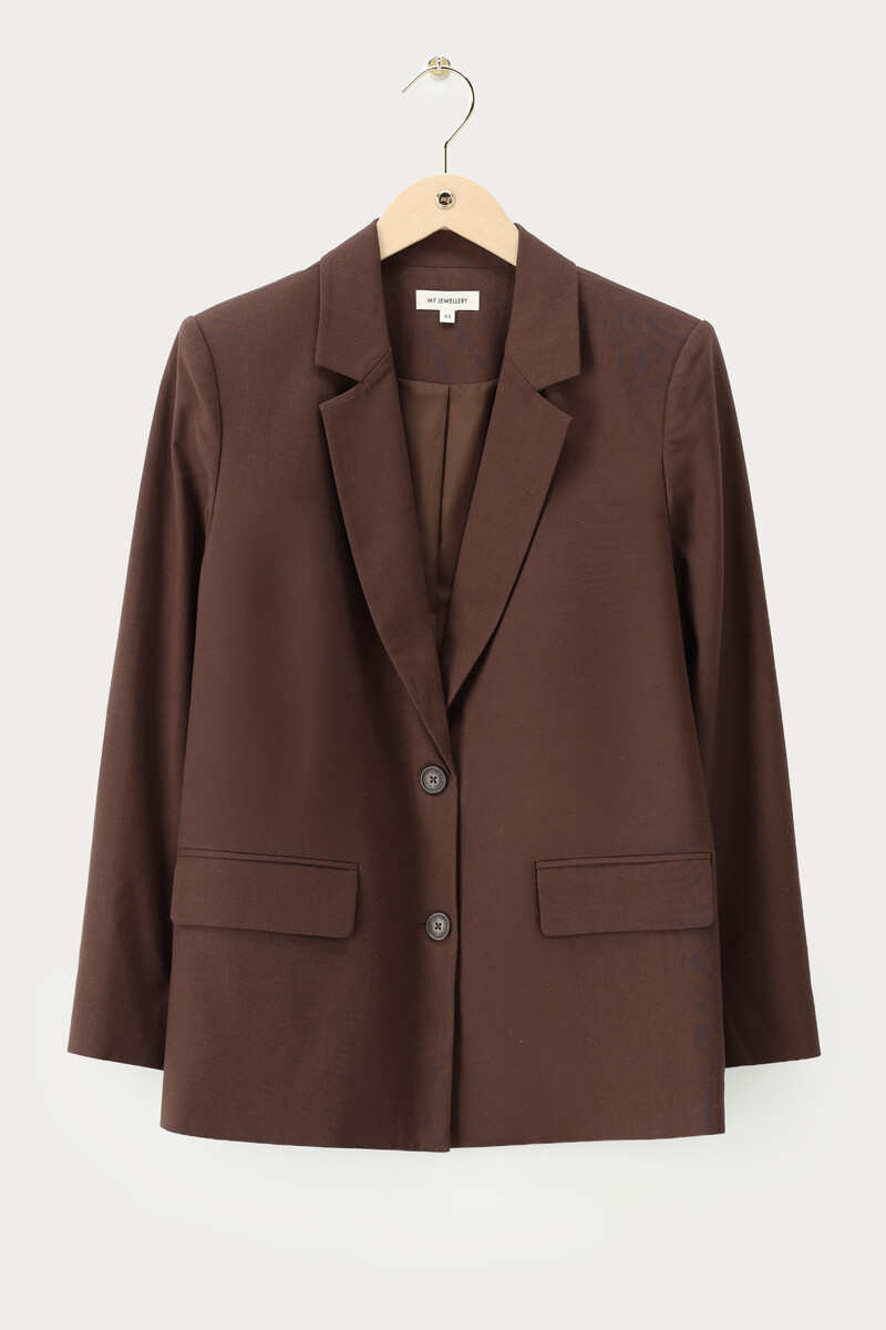 Brown linen look blazer | My Jewellery