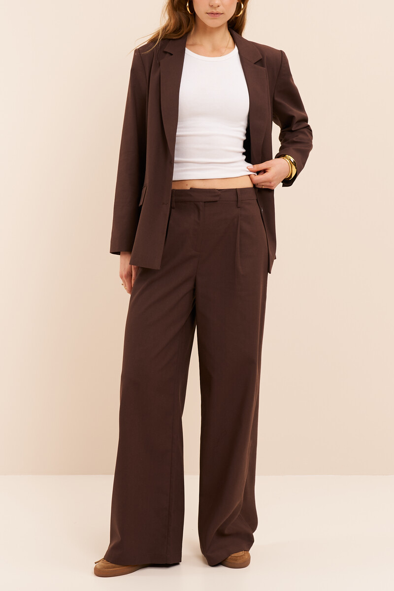 Brown linen look wide leg trousers | My Jewellery