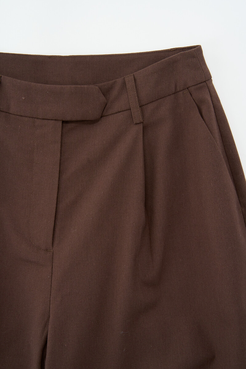 Brown linen look wide leg trousers | My Jewellery