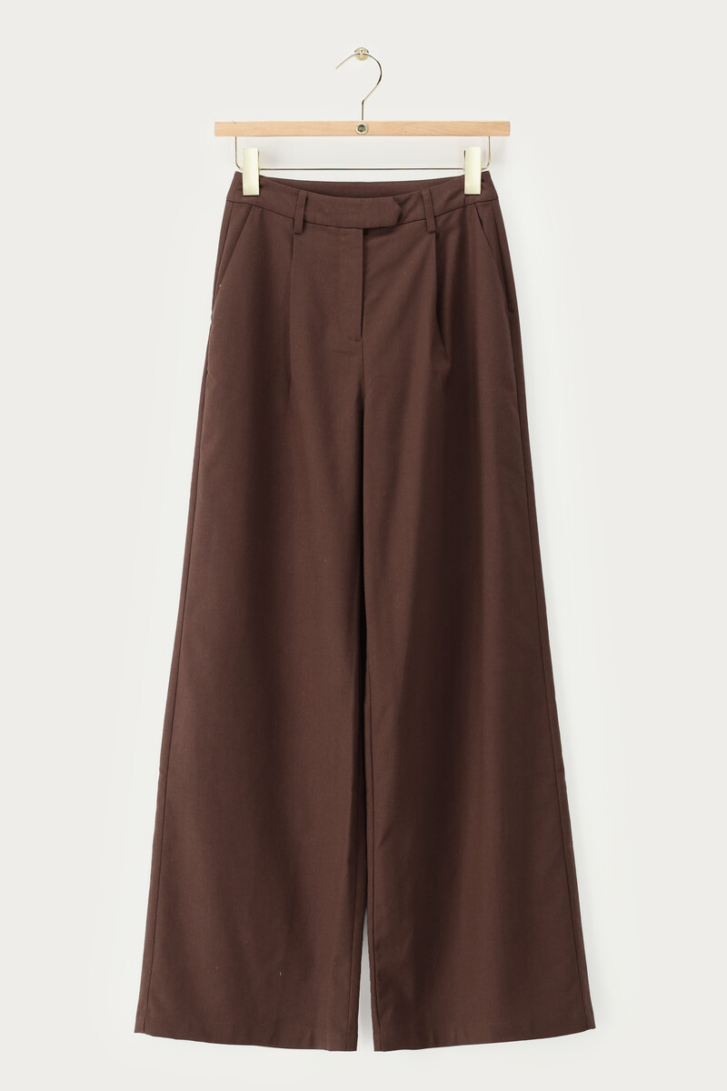 Brown linen look wide leg trousers | My Jewellery