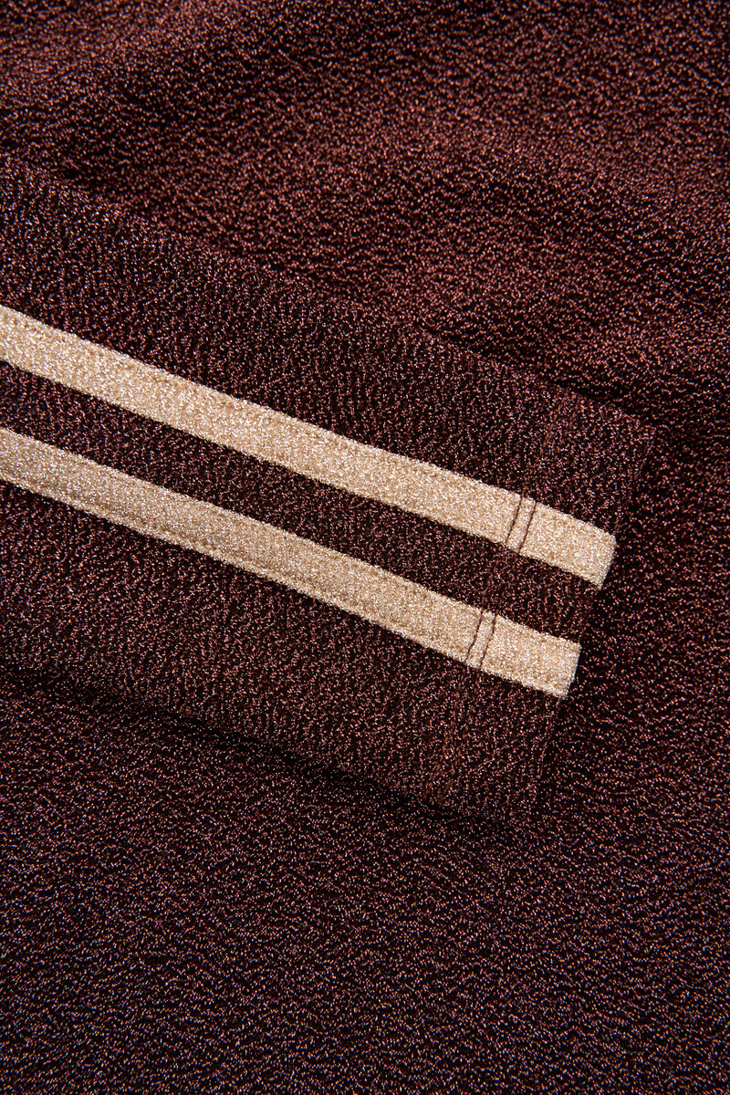 Brown lurex one-shoulder top with stripes | My Jewellery