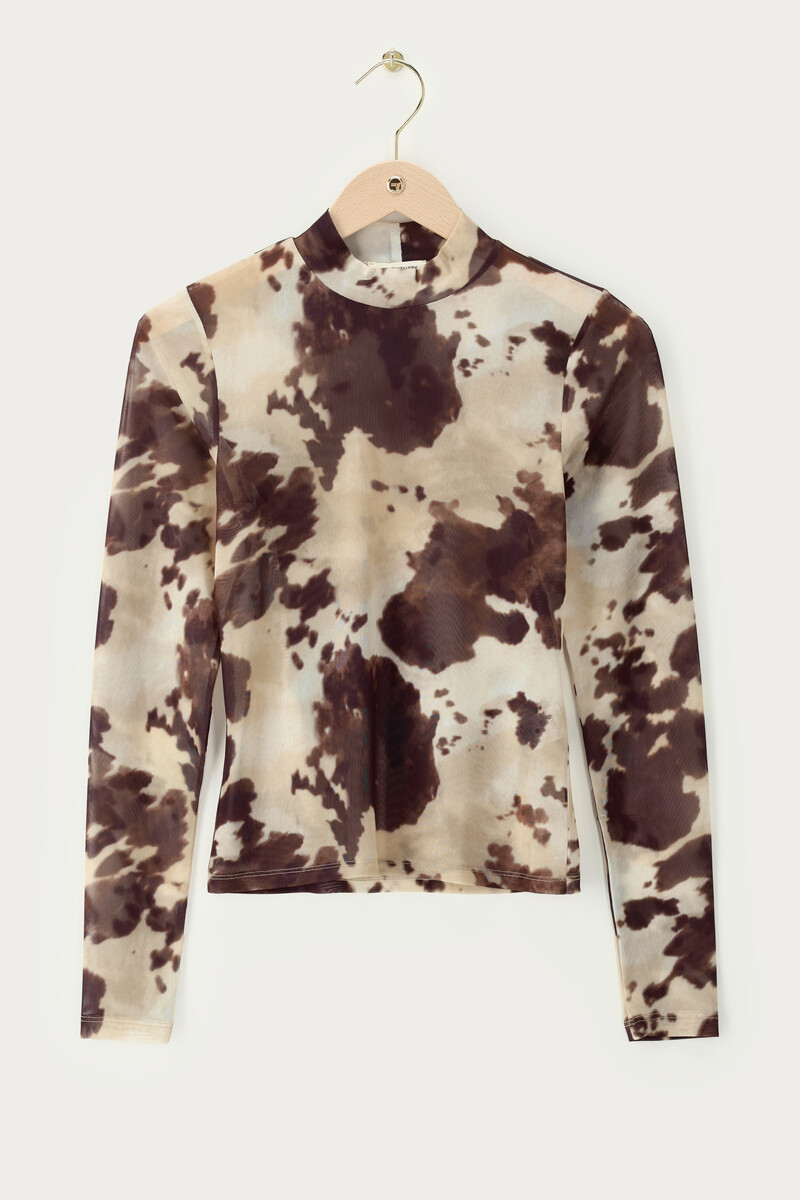 Brown mesh top with cow print | My Jewellery