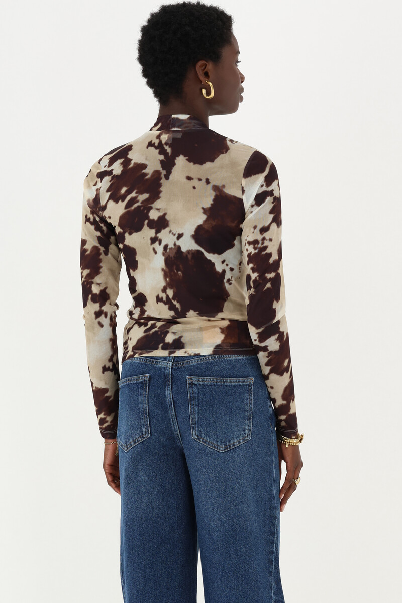 Brown mesh top with cow print | My Jewellery