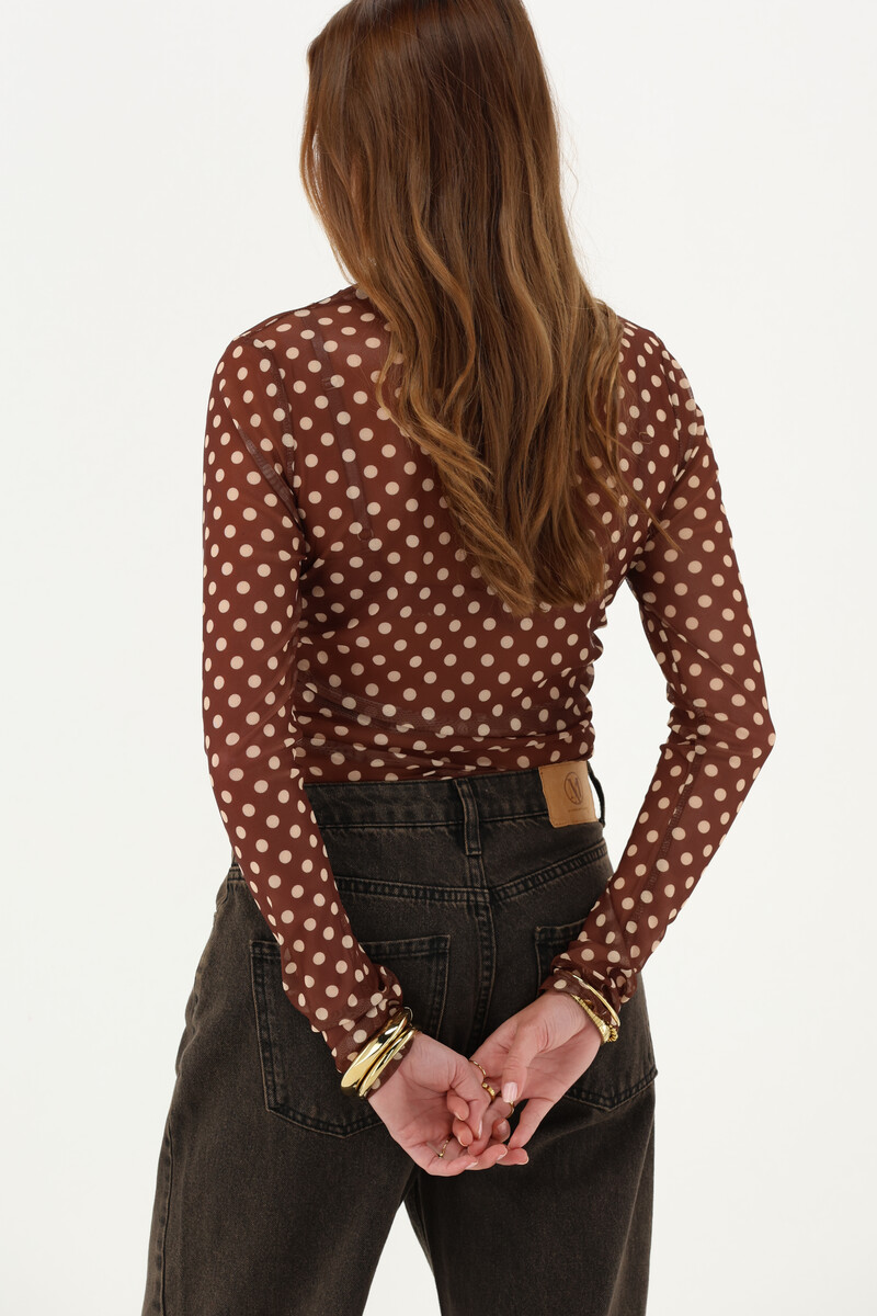 Brown mesh top with polka dot | My Jewellery