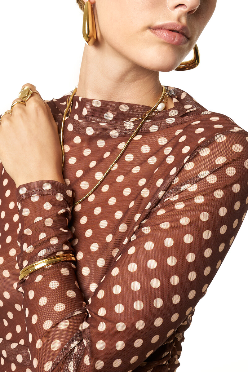 Brown mesh top with polka dot | My Jewellery