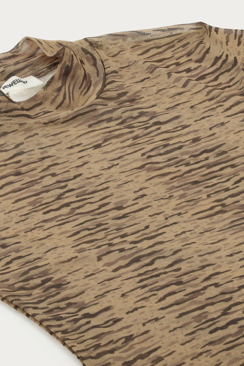 Brown mesh top with tiger print | My Jewellery