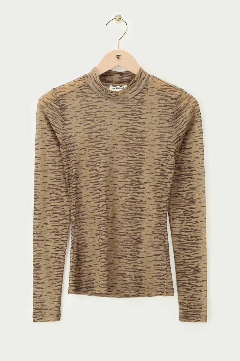 Brown mesh top with tiger print | My Jewellery