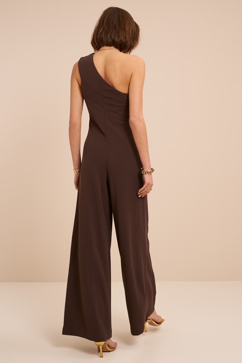 Brown one-shoulder jumpsuit | My Jewellery
