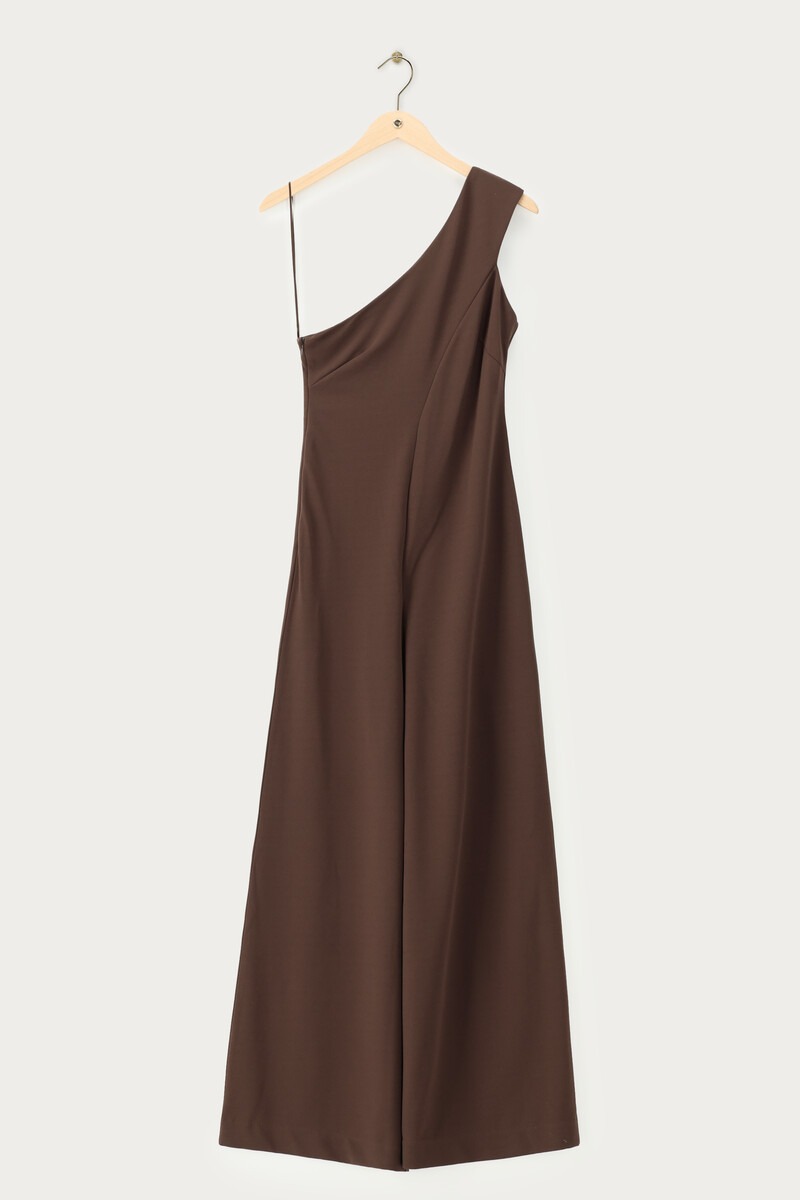 Brown one-shoulder jumpsuit | My Jewellery