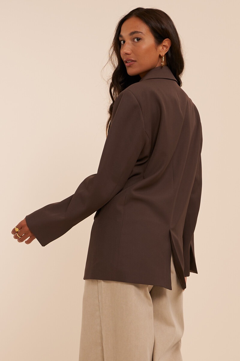 Brown oversized blazer with button fastening | My Jewellery