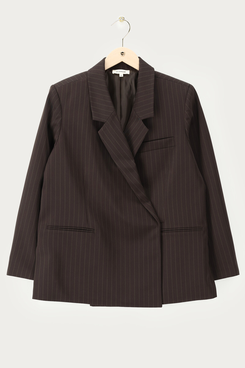 Brown oversized blazer with pinstripes | My Jewellery