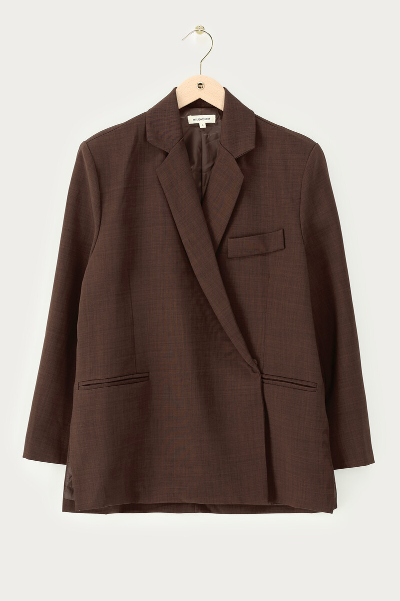 Brown oversized blazer with side slits | My Jewellery