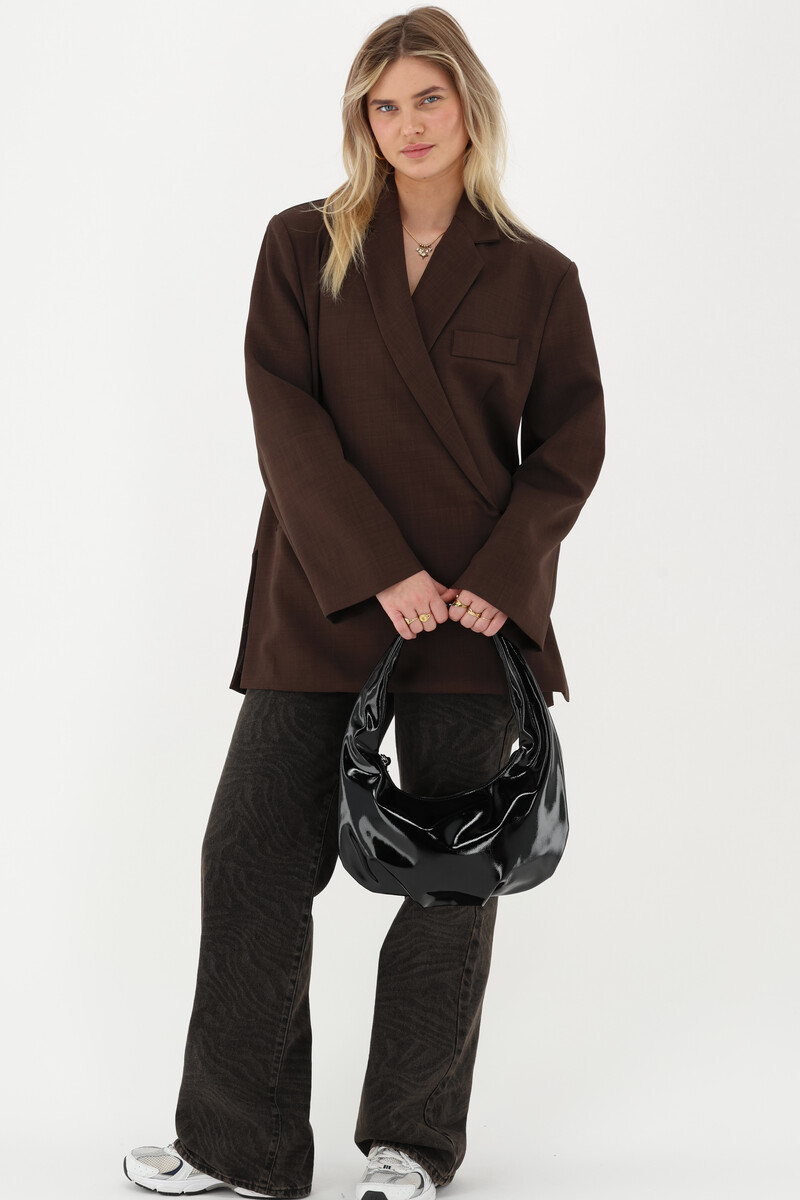 Brown oversized blazer with side slits | My Jewellery