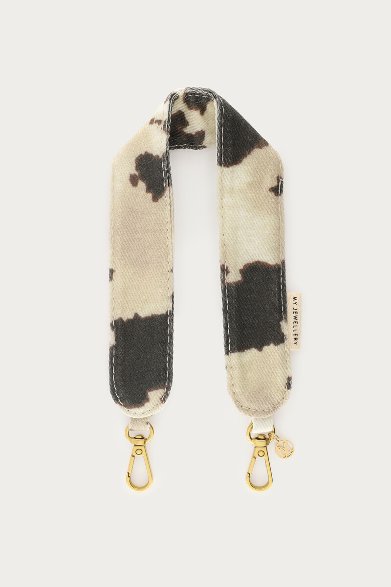 Brown phone cord with cow print | My Jewellery