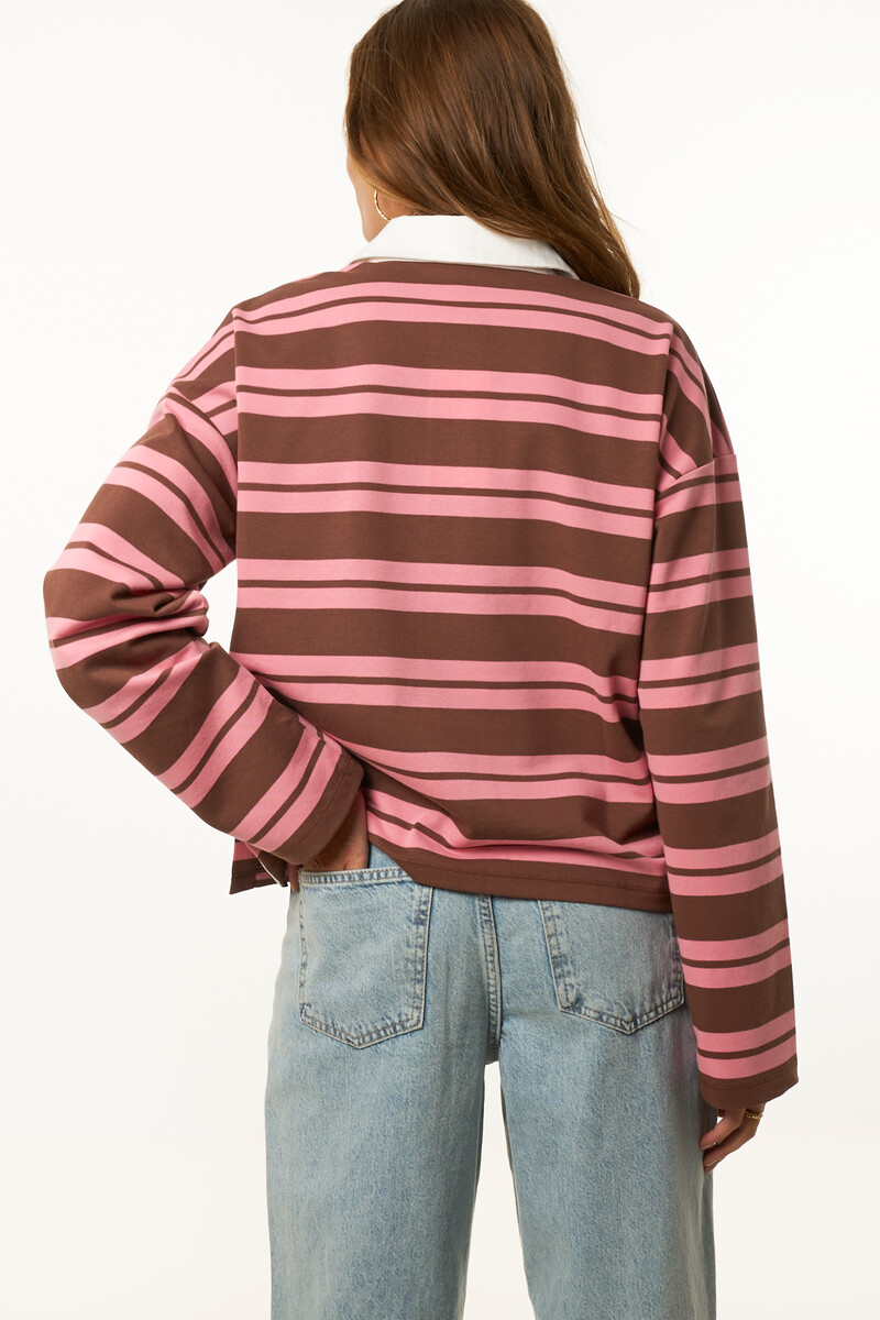 Brown-pink striped polo with long sleeves | My Jewellery