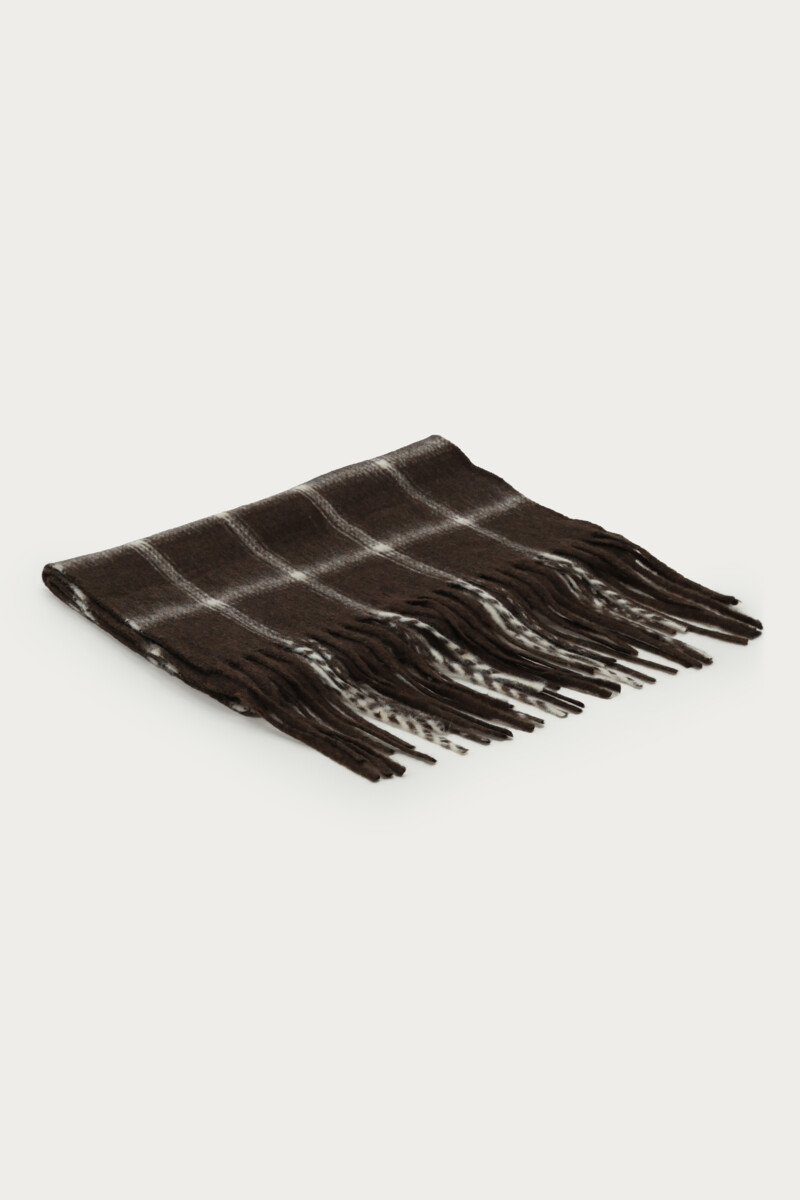 Brown checked scarf with fringes | My Jewellery