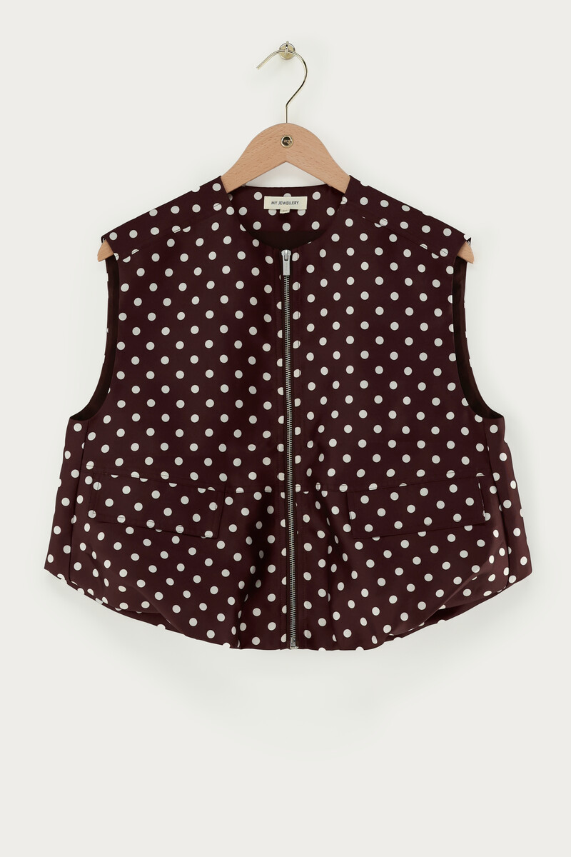 Brown polka dot gilet in balloon look | My Jewellery