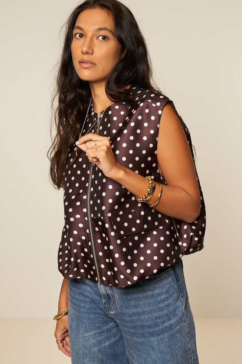 Brown polka dot vest in balloon look | My Jewellery