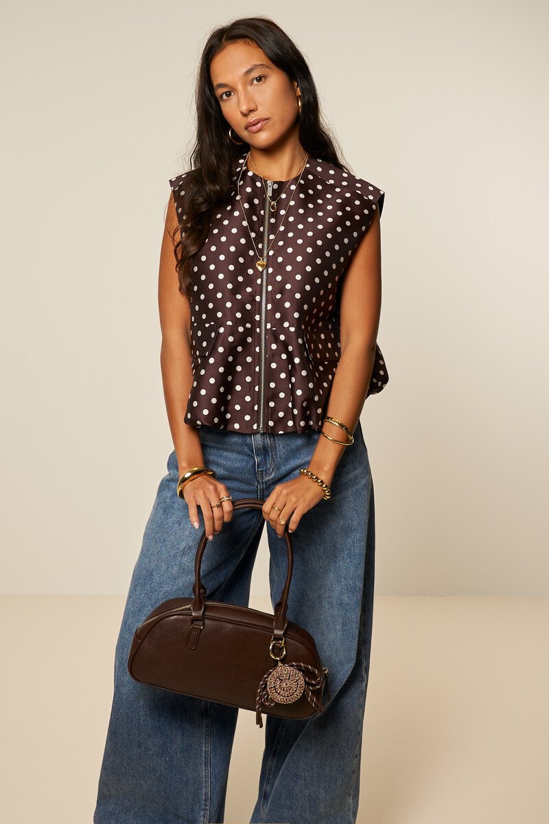 Brown polka dot vest in balloon look | My Jewellery