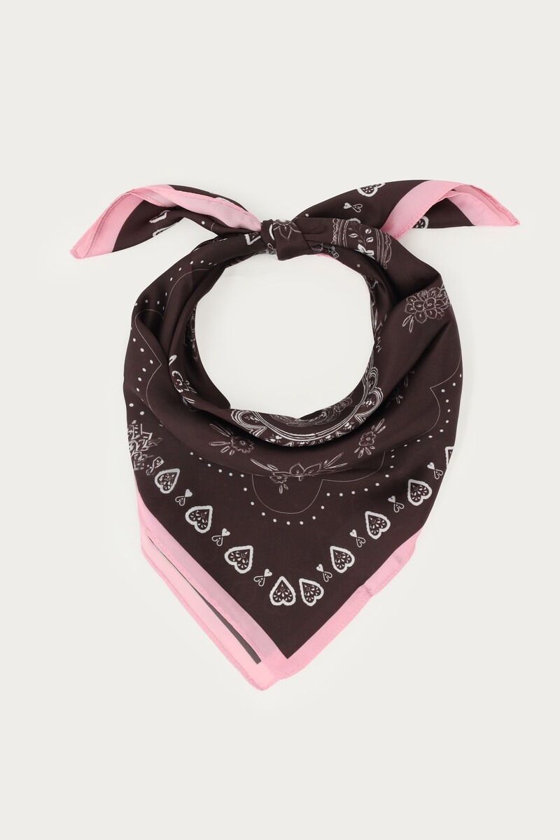 Brown scarf in satin look with paisley print | My Jewellery