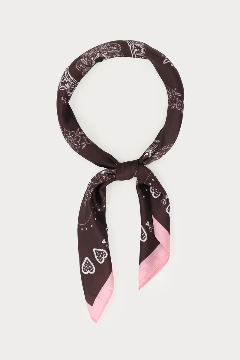 Brown scarf in satin look with paisley print | My Jewellery