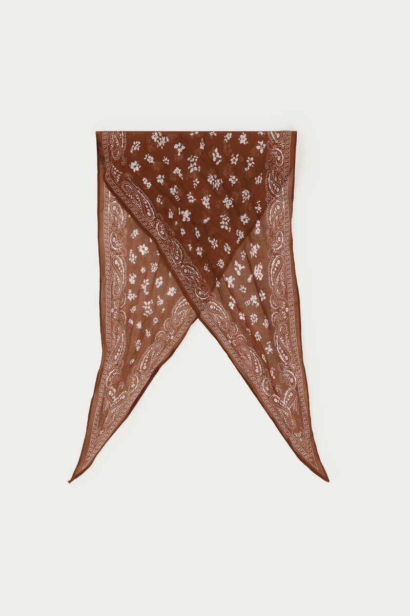 Brown scarf with bandana print | My Jewellery