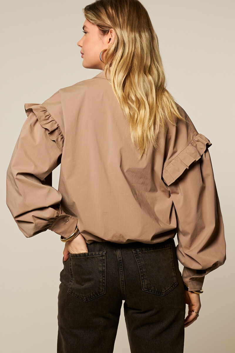 Brown short blazer with ruffles | My Jewellery