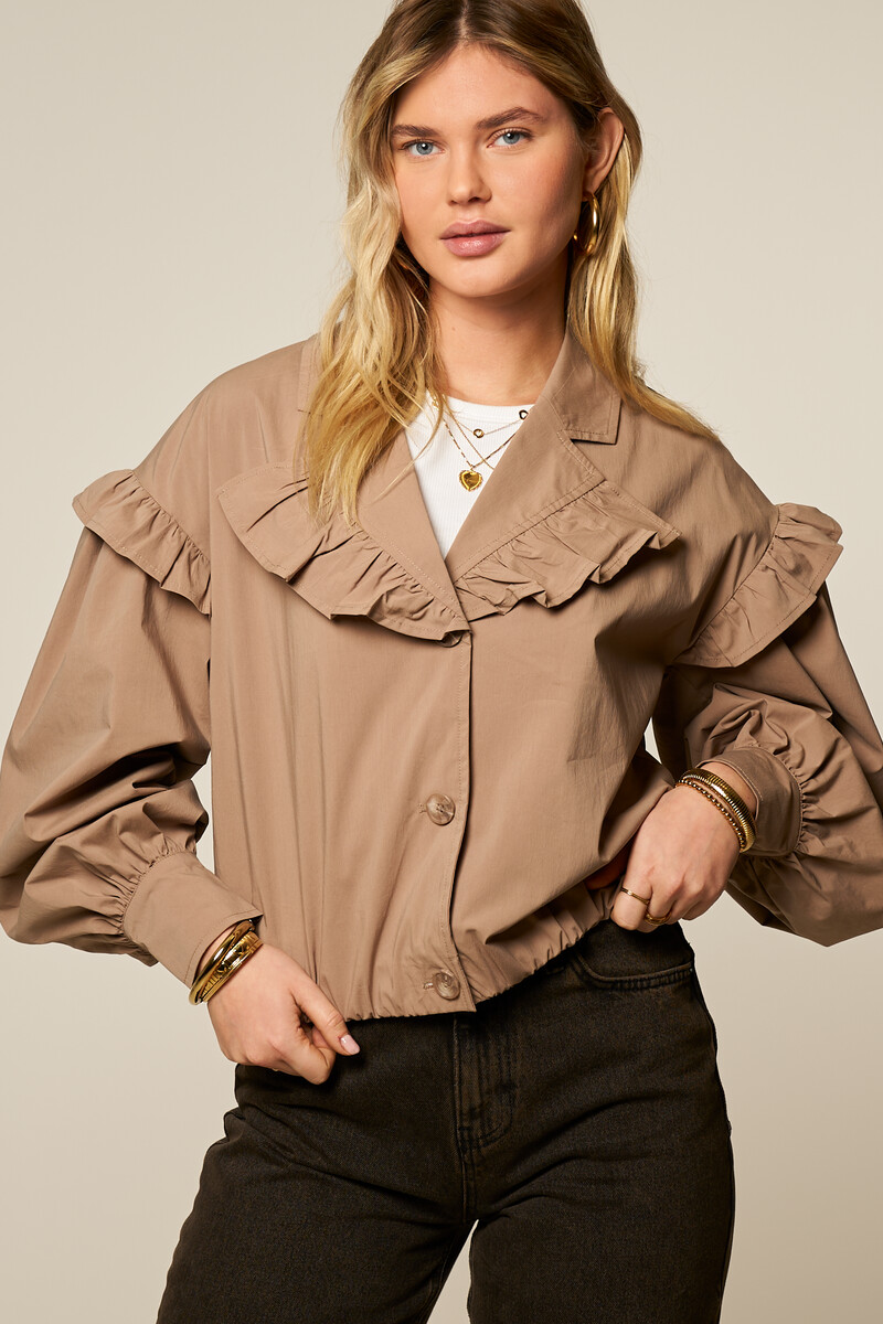 Brown short blazer with ruffles | My Jewellery