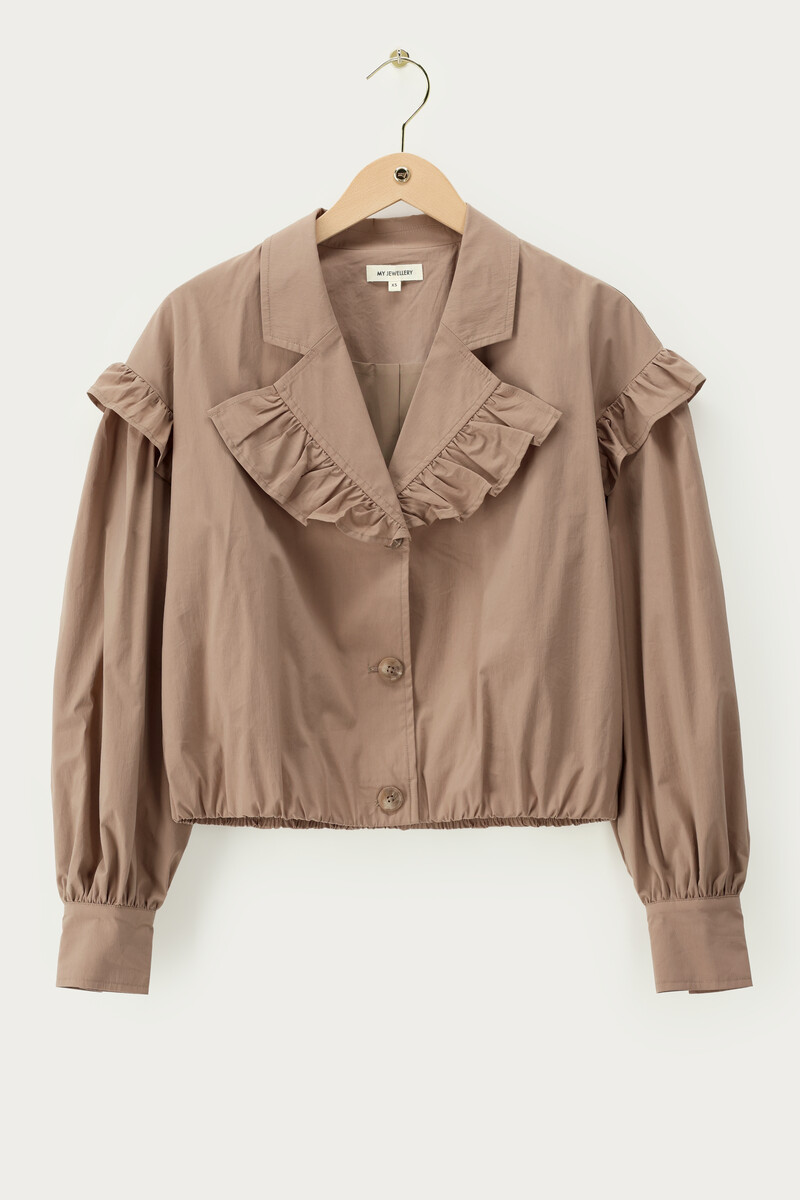 Brown short blazer with ruffles | My Jewellery