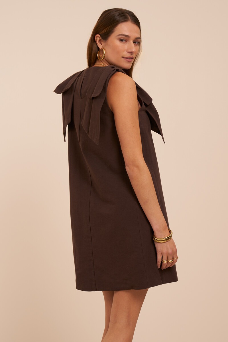 Brown short dress with bow details | My Jewellery