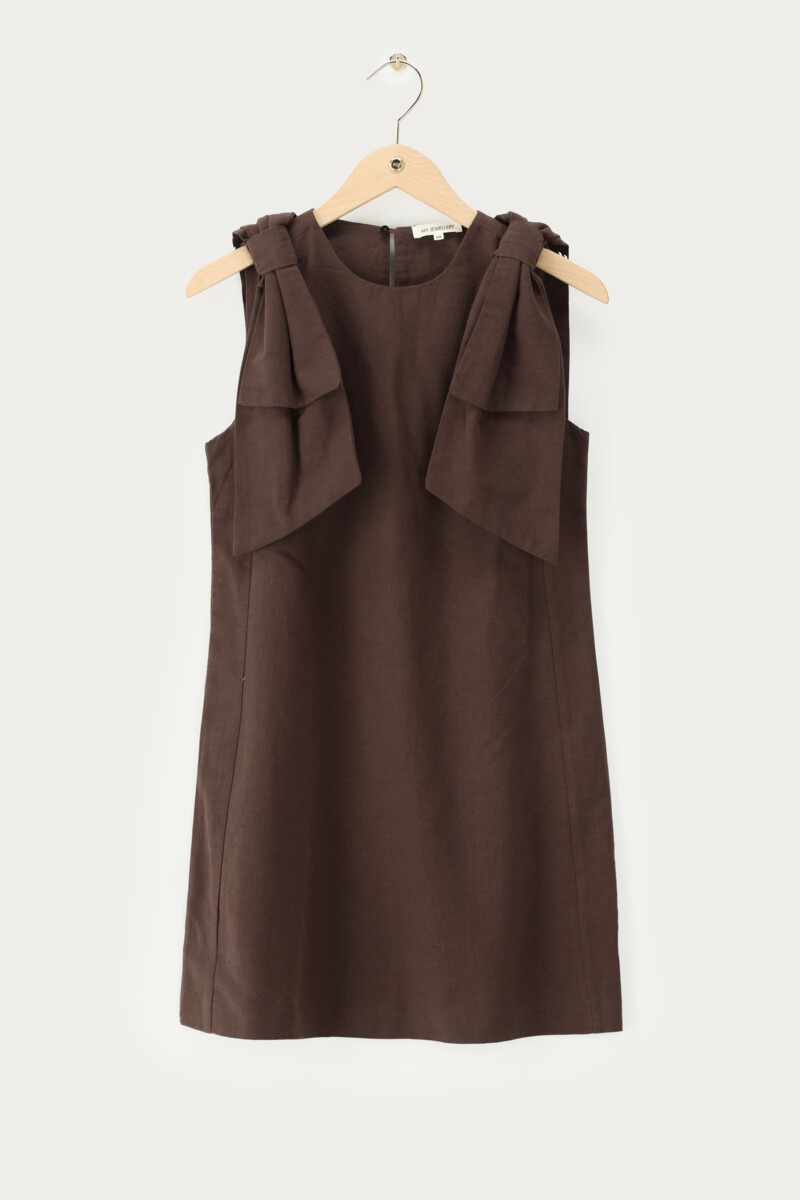 Brown short dress with bow details | My Jewellery