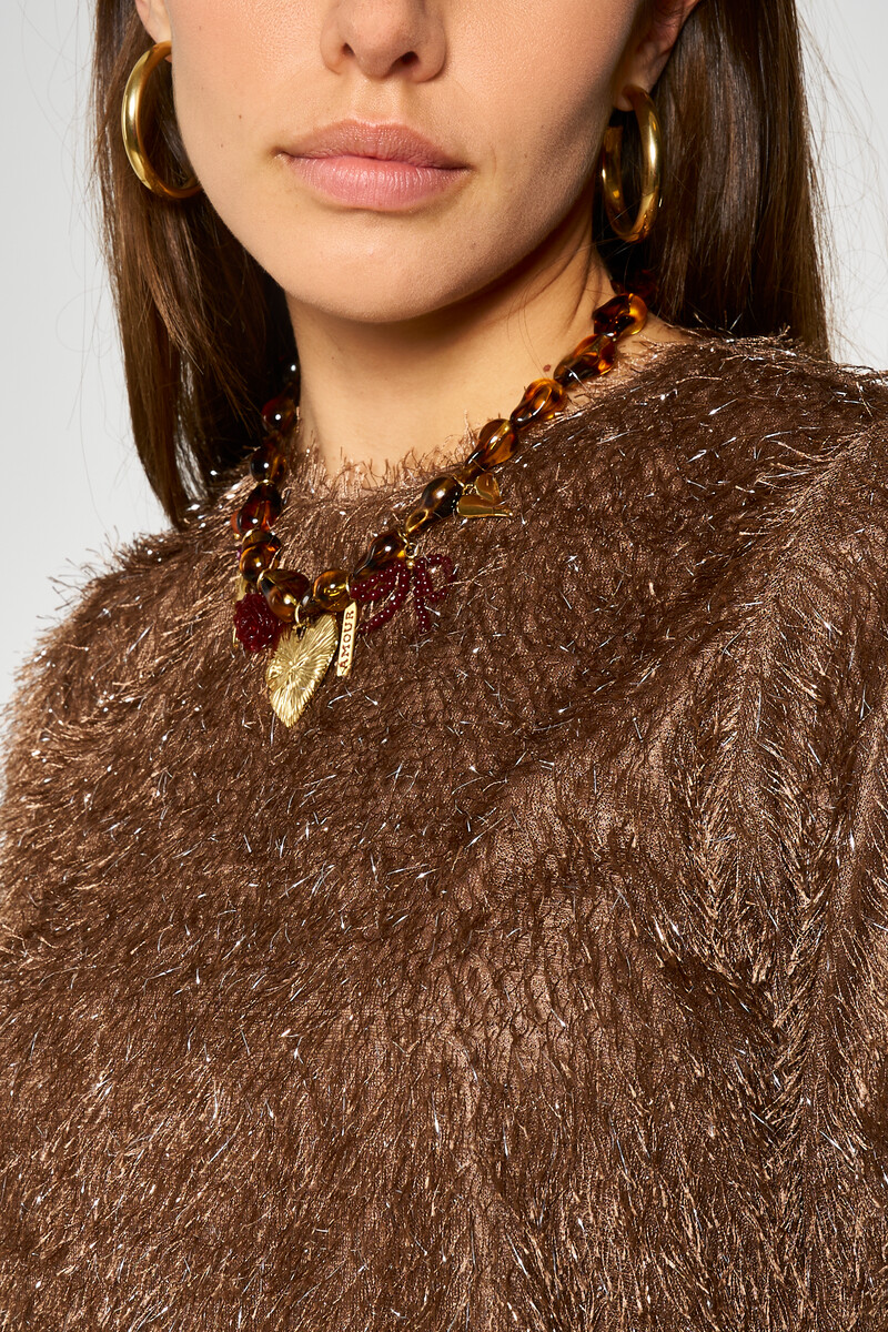 Brown top with short sleeves and sequins | My Jewellery