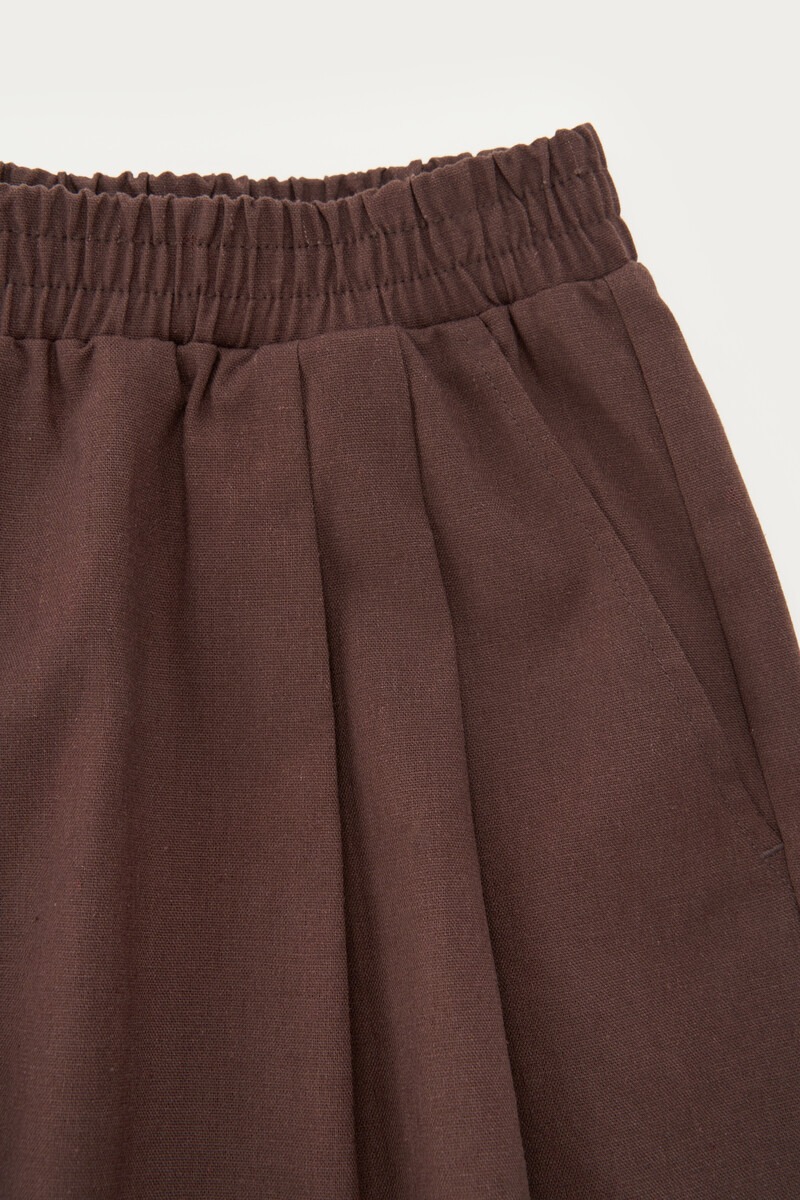 Brown shorts in linen look with elasticated waistband | My Jewellery
