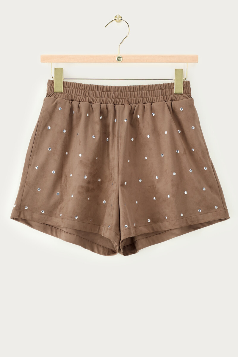 Brown shorts in suede look with studs | My Jewellery